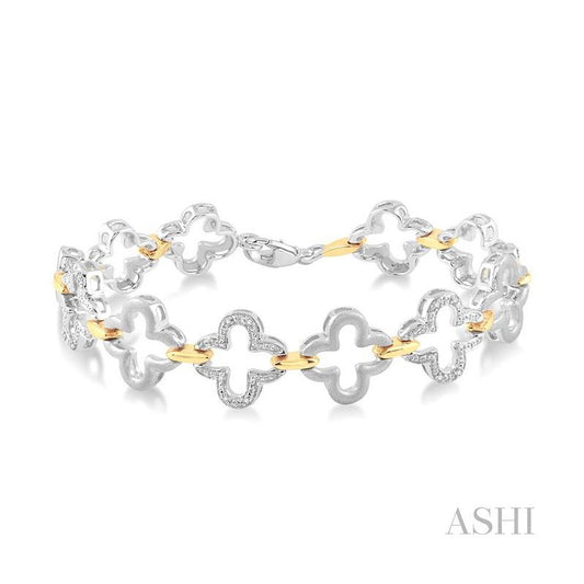 ASHI Silver Clover Diamond Fashion Bracelet 85368PPSSSLTB