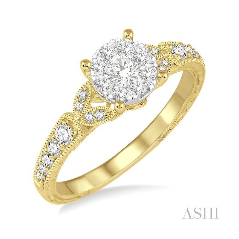 ASHI Round Shape Lovebright Diamond Engagement Ring 133C3PPFVYW-LE