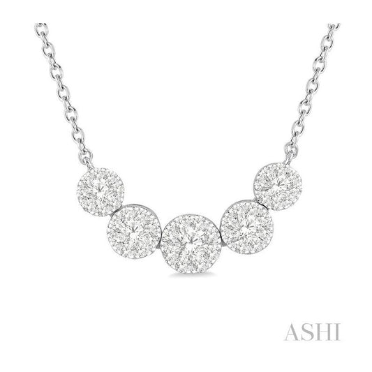 ASHI Round Shape 5 Stone Lovebright Essential Diamond Smile Necklace 9936HPPFGNKWG