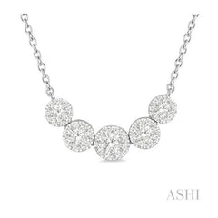 ASHI Round Shape 5 Stone Lovebright Essential Diamond Smile Necklace 9936HPPFGNKWG