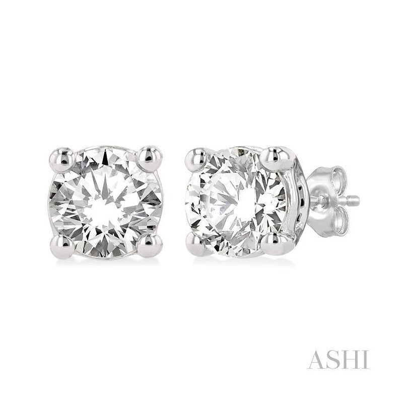 ASHI Round Shape Diamond Stud Earrings 66303PPFGERWG-0.6