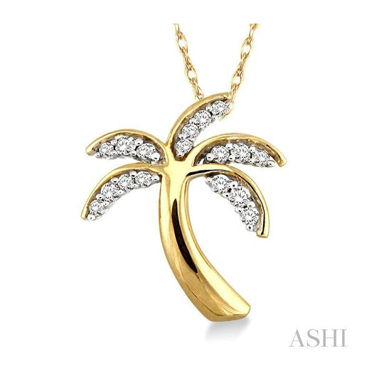 ASHI Palm Tree Diamond Fashion Pendant 63798PPFSPDYG