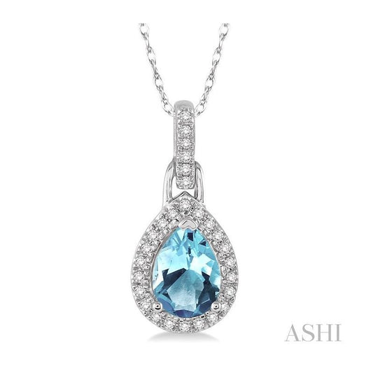 ASHI Pear Shape Gemstone & Halo Diamond Pendant 61098PPTSPDAQWG