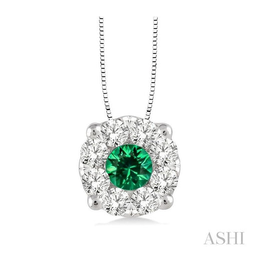 ASHI Round Shape Lovebright Gemstone & Diamond Pendant 58475PPFVPDEMWG