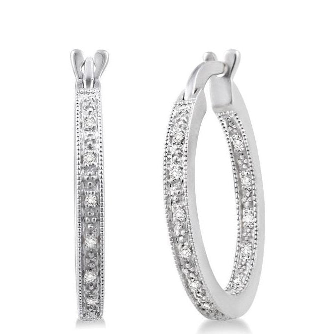 Parkplace Jewelers Silver Inside-Out Diamond Hoop Earrings 86358PPSSSLER
