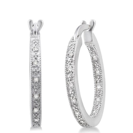 Parkplace Jewelers Silver Inside-Out Diamond Hoop Earrings 86358PPSSSLER