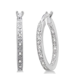 Parkplace Jewelers Silver Inside-Out Diamond Hoop Earrings 86358PPSSSLER
