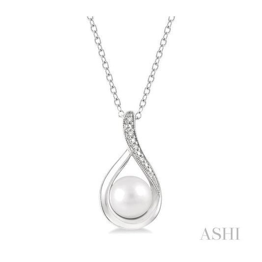 ASHI Silver Pearl & Diamond Pendant 84169PPSSSLPD