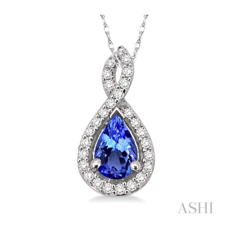 ASHI Pear Shape Gemstone & Halo Diamond Pendant 58368PPFNPDTZWG