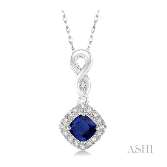 ASHI Cushion Shape Gemstone & Halo Diamond Pendant 57088PPTSPDSPWG