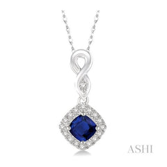 ASHI Cushion Shape Gemstone & Halo Diamond Pendant 57088PPTSPDSPWG