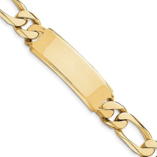 Quality Gold 14k Hand-polished Figaro Link ID Bracelet LK111ID-8.5