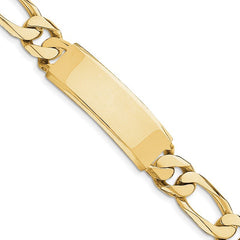 Quality Gold 14k Hand-polished Figaro Link ID Bracelet LK111ID-8.5