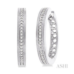 ASHI Silver Diamond Hoop Earrings 86246PPSSSLER