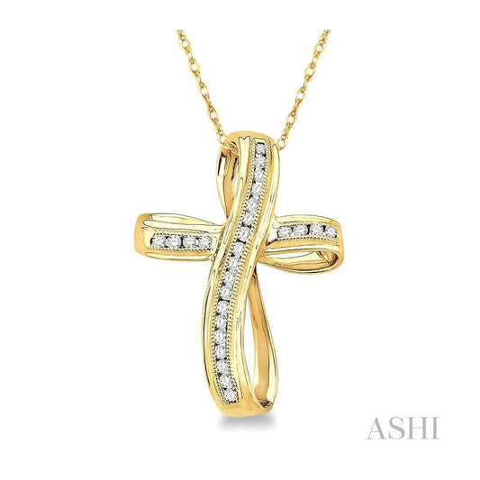 ASHI Channel Set Cross Diamond Pendant 95346PPTXPD