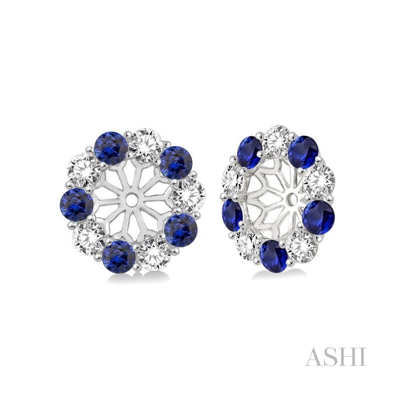 ASHI Gemstone & Diamond Earrings Jacket 65373PPFVSPWG