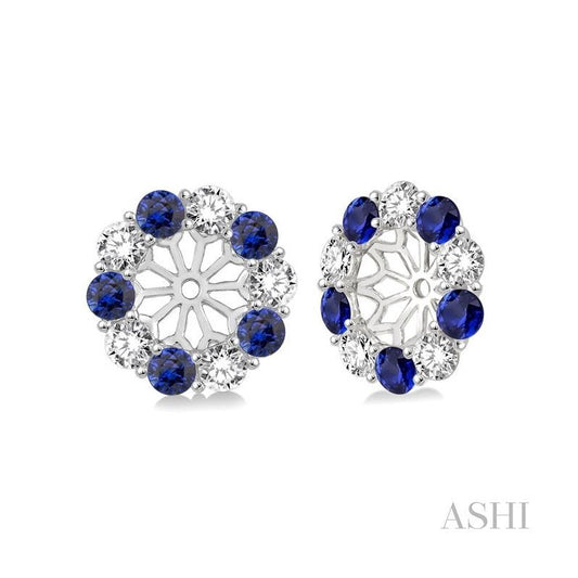 ASHI Gemstone & Diamond Earrings Jacket 65373PPFVSPWG