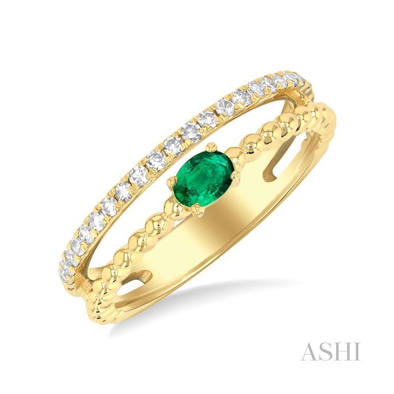 ASHI Bead Oval Shape East-West Gemstone & Diamond Ring 41297PPTSEMYG-OV
