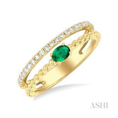 ASHI Bead Oval Shape East-West Gemstone & Diamond Ring 41297PPTSEMYG-OV