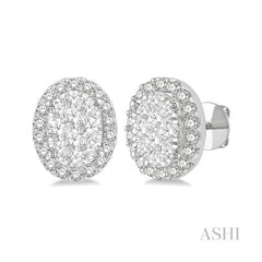 ASHI Oval Shape Halo Lovebright Essential Diamond Earrings 914A3PPFVERWG