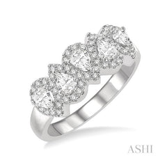 ASHI Pear Shape 5 Stone Halo Half Eternity Diamond Wedding Band 313E1PPFHWG