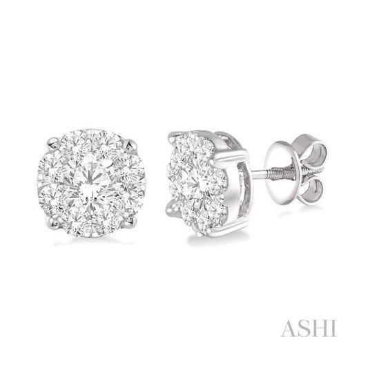 ASHI Round Shape Lovebright Essential Diamond Stud Earrings 91750PPFVERWG-2.10