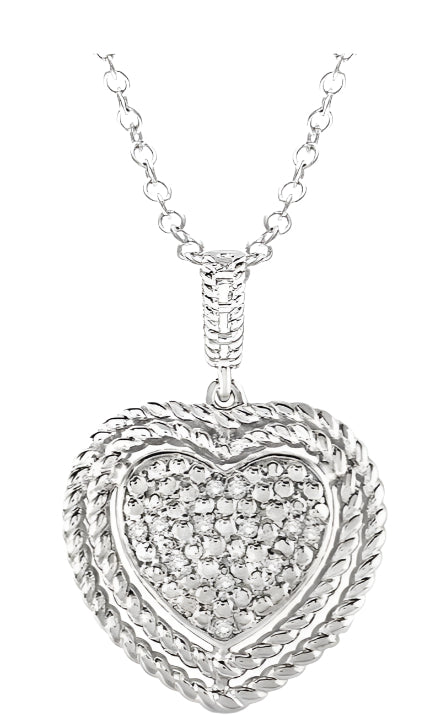 Parkplace Jewelers Silver Heart Shape Diamond Fashion Pendant 87059PPSSSLPD