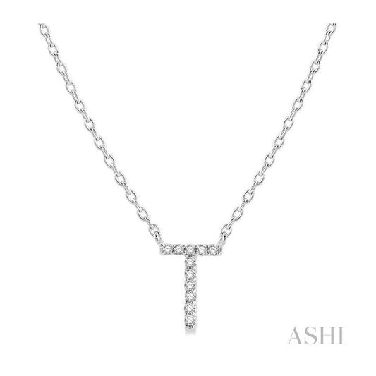 ASHI Block 'T' Initial Diamond Pendant 912F9PPFSPDWG-T