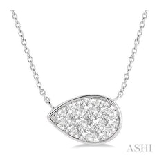 ASHI Pear Shape East-West Lovebright Essential Diamond Pendant 9979HPPFHNKWG