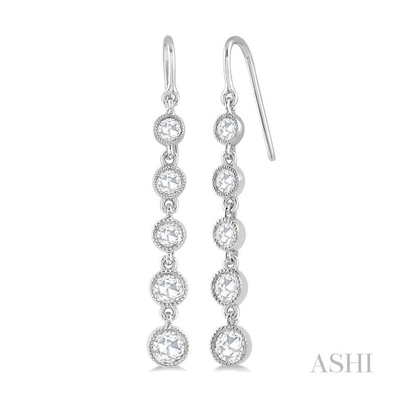 ASHI Rose Cut Diamond Long Earrings 932C3PPFHERWG