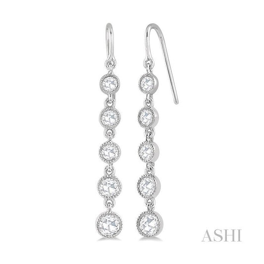 ASHI Rose Cut Diamond Long Earrings 932C3PPFHERWG