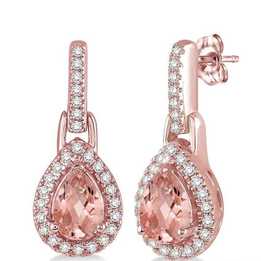 Parkplace Jewelers Pear Shape Gemstone & Halo Diamond Earrings 61097PPFSERMOPG