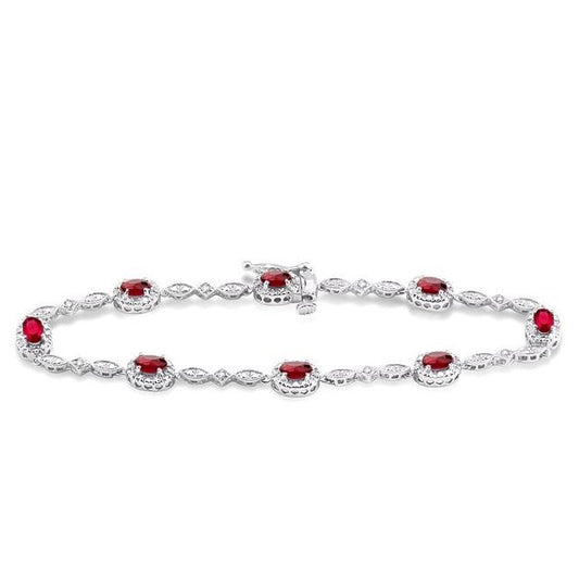 Parkplace Jewelers Oval Shape Gemstone & Halo Diamond Bracelet 76859PPTSRBWG