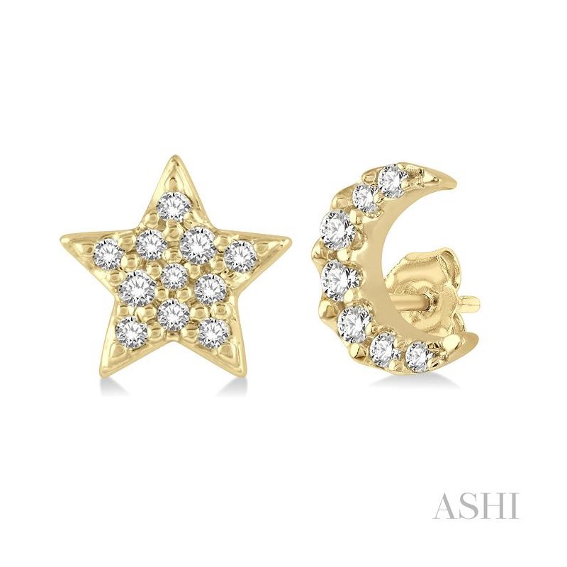 ASHI Star & Moon Petite Diamond Fashion Earrings 647C8PPTSERYG