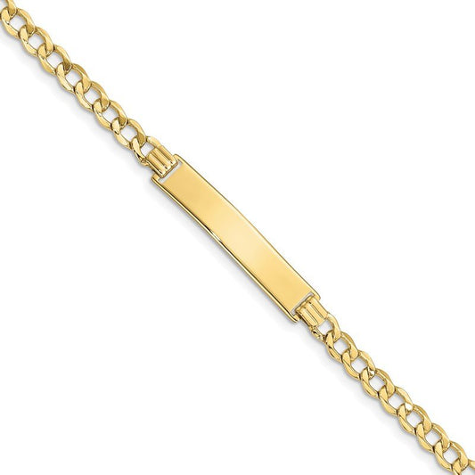 Quality Gold 10k Semi-solid Curb Link ID Bracelet 10DCID110