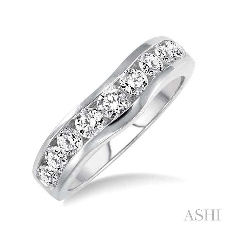 ASHI Curved Diamond Wedding Band 30356PPFGWG