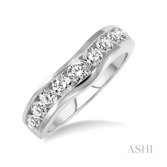 ASHI Curved Diamond Wedding Band 30356PPFGWG