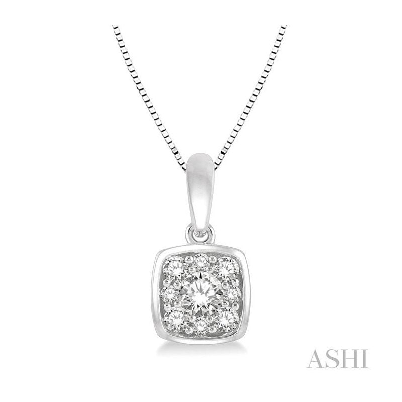 ASHI Cushion Shape Bezel Set Diamond Pendant 903B5PPFGPDWG