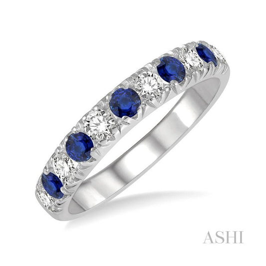 ASHI 11 Alternate Gemstone & Diamond Wedding Band 46504PPFGSPWG