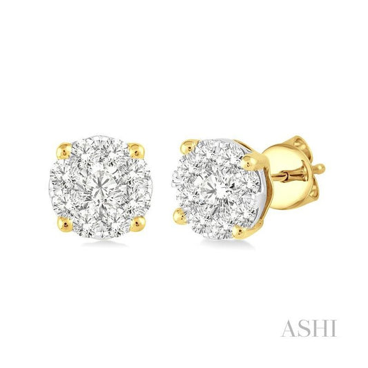 ASHI Round Shape Lovebright Essential Diamond Stud Earrings 91751PPFGERYW
