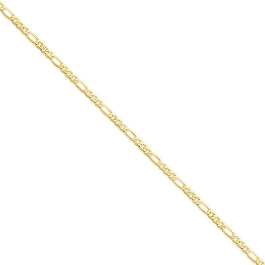 Quality Gold 14K 7 inch 4mm Flat Figaro with Lobster Clasp Bracelet FFL100