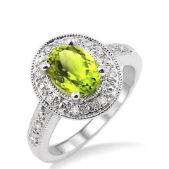 Parkplace Jewelers Silver Oval Shape Gemstone & Diamond Ring 88128PPSSPESLRG