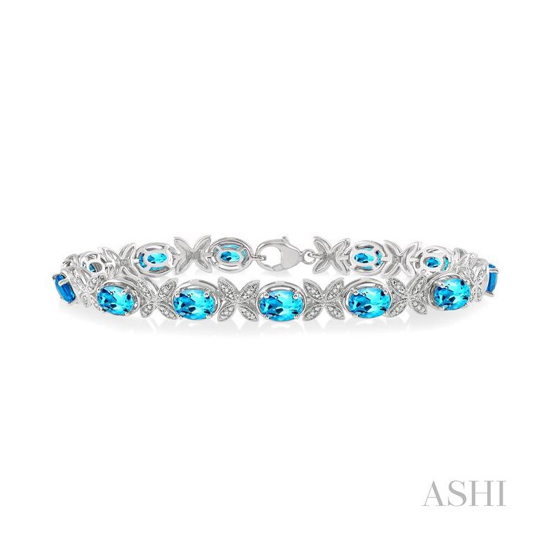 ASHI Silver Oval Shape Gemstone & Diamond Bracelet 85178PPSSBTSLTB