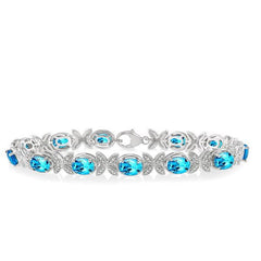 Parkplace Jewelers Silver Oval Shape Gemstone & Diamond Bracelet 85178PPSSBTSLTB