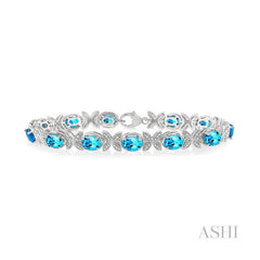 ASHI Silver Oval Shape Gemstone & Diamond Bracelet 85178PPSSBTSLTB