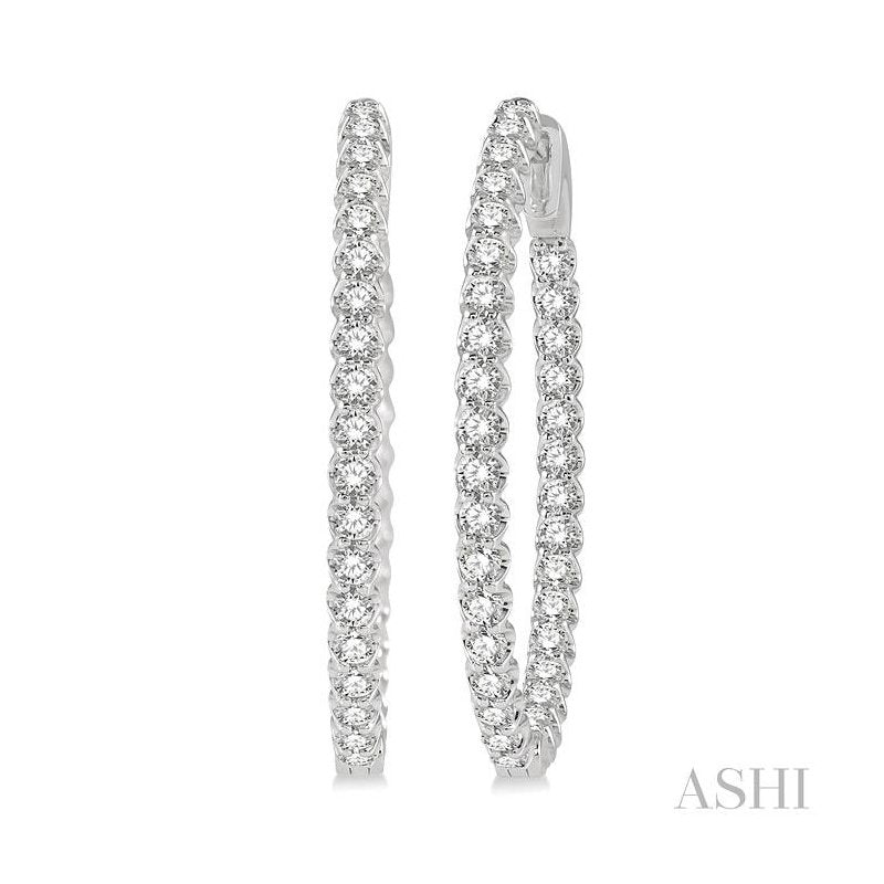 ASHI Inside-Out Diamond Oval Hoop Earrings 624B0PPFGERWG-2.00