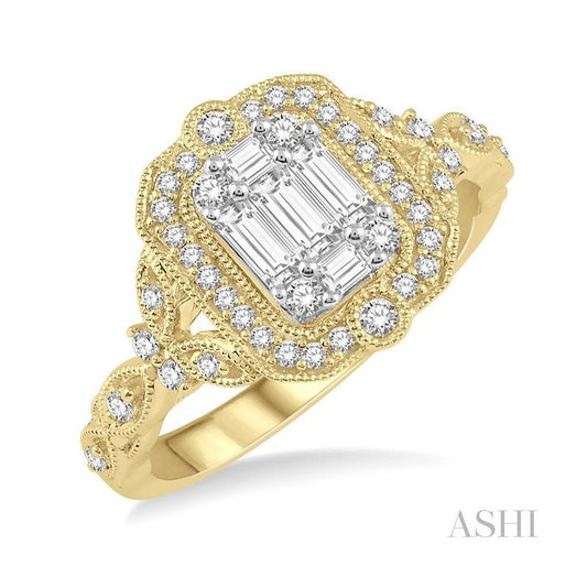 ASHI Halo Fusion Diamond Engagement Ring 118B3PPFGYW