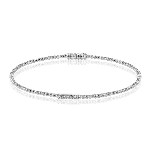 Beaded Bangle in 18k Gold with Diamonds LB2344 WHITE 18K X WHITE