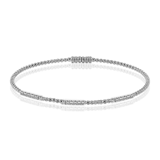 Beaded Bangle in 18k Gold with Diamonds LB2345 WHITE 18K X WHITE