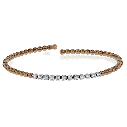 Beaded Bangle in 18k Gold with Diamonds MB1592-R WHITE 18K X WHITE-ROSE